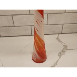 Orange And White Swirl Creamsicle‎ Hand Blown Art Glass Bud Vase 8.5" High